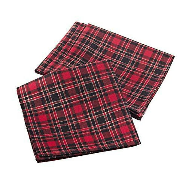 Christmas Napkins Black Red Plaid